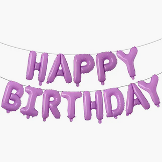 Happy Birthday Balloon Banner Purple