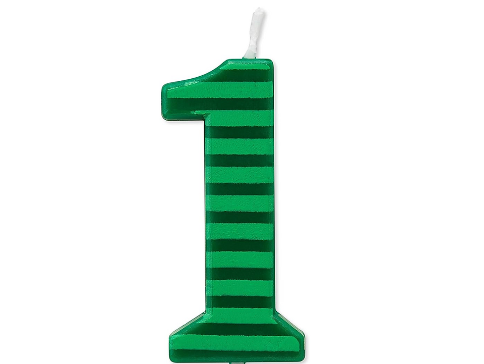 Green Stripe 1 Birthday Candle