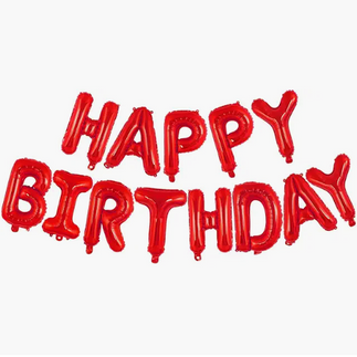 Red Happy Birthday Balloon Banner