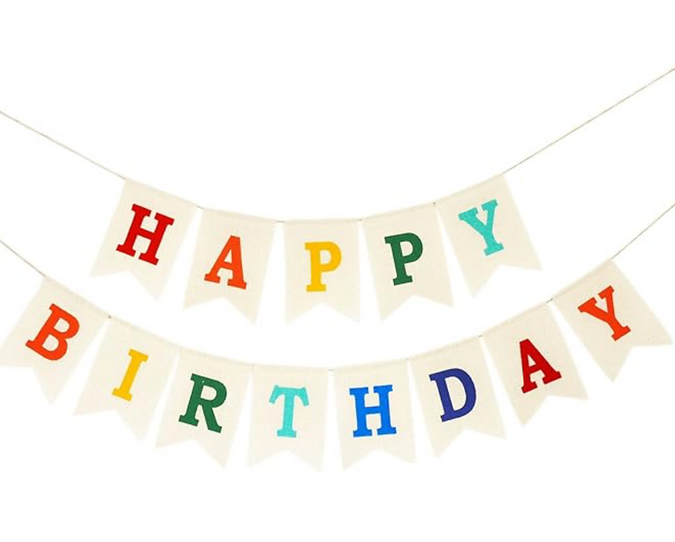 Burlap Happy Birthday Colorful Banner