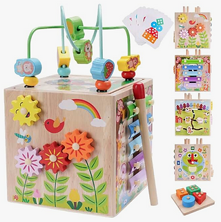 Wooden Activity Cube for First Birthday Gift