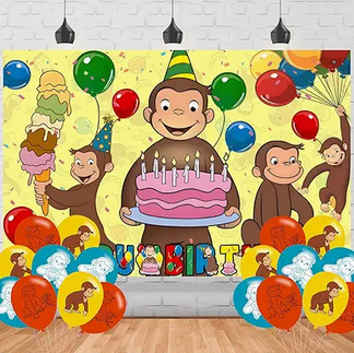 Curious George Birthday Backdrop