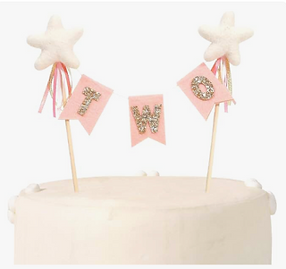 Two Pink Glitter Star Cake Topper for Tutu Cute Ballerina Birthday Party
