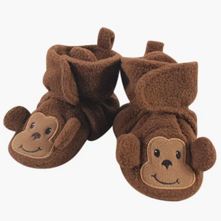 Monkey Fleece Booties for Baby