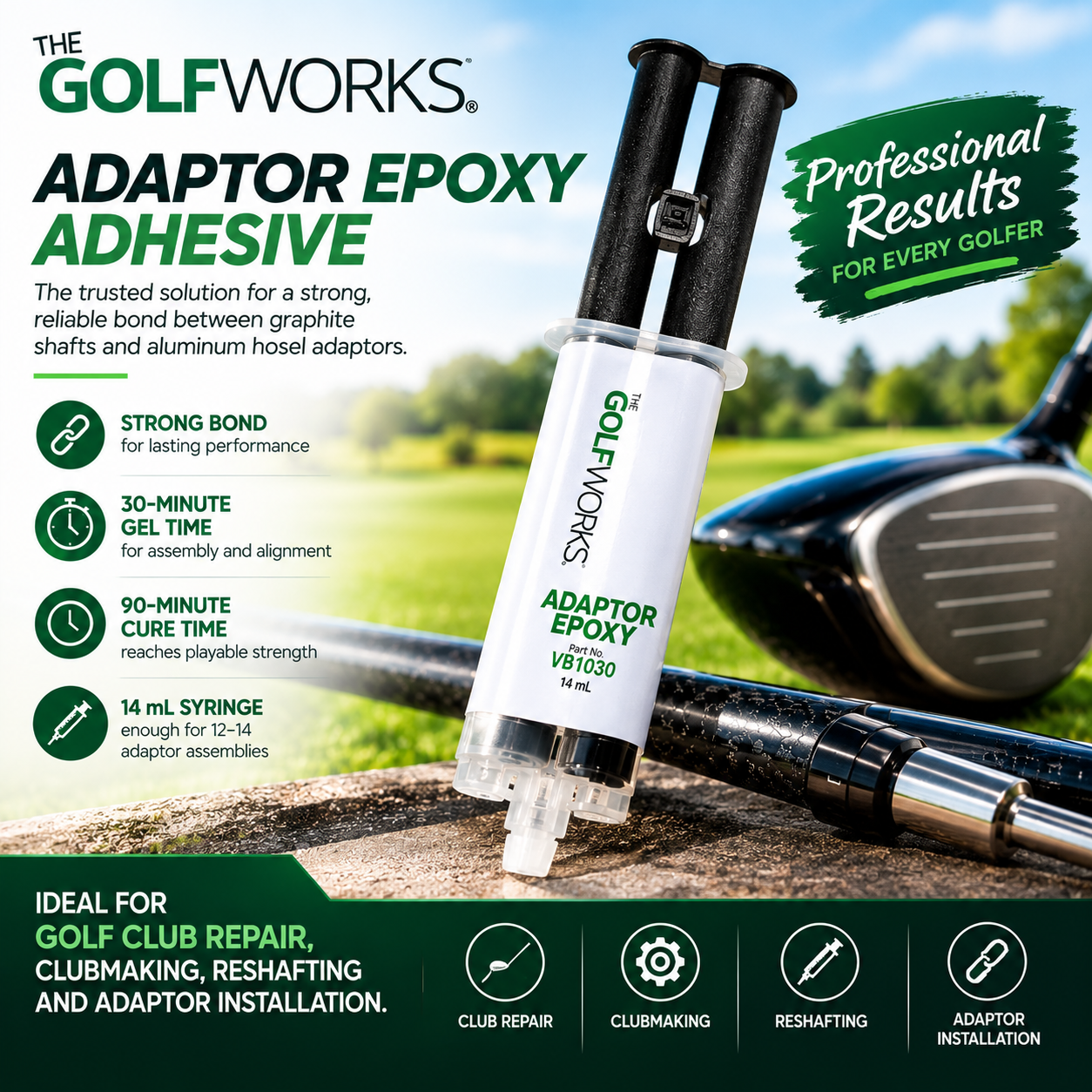 GolfWorks Golf Club Shaft Adaptor Epoxy Adhesive Glue