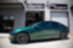 Custom Tesla Model 3 Wrap | KPMF Green Black Iridescent