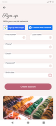 Nehal's Bakery app sign up page