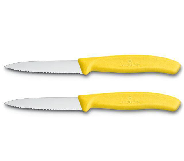 Victorinox Classic Pairing Knife - Yellow Wavy Edge 2 Pack 8cm