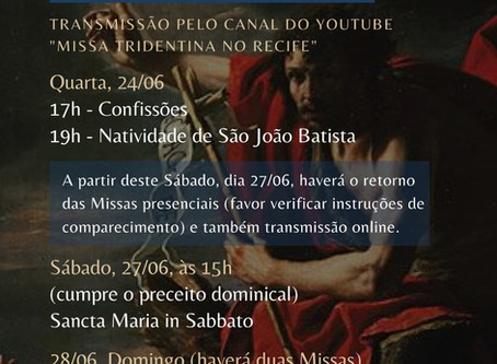 Programação da Semana 22/06/2020 - 28/06/2020