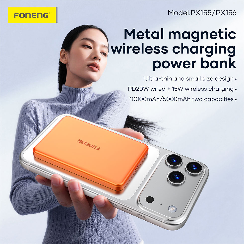 Thumbnail: Foneng PX155 5000mAh Ultra-Thin Metal Magnetic Wireless Power Bank (20W+15W)