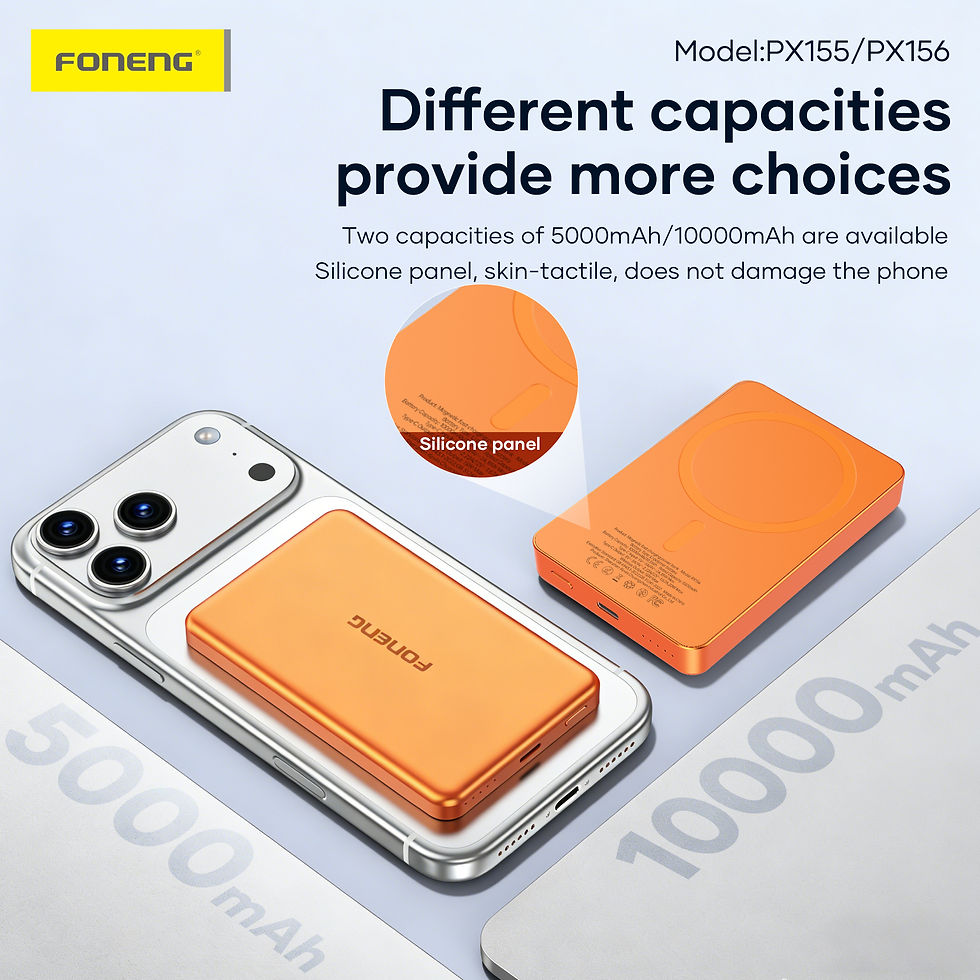 Thumbnail: Foneng PX155 5000mAh Ultra-Thin Metal Magnetic Wireless Power Bank (20W+15W)