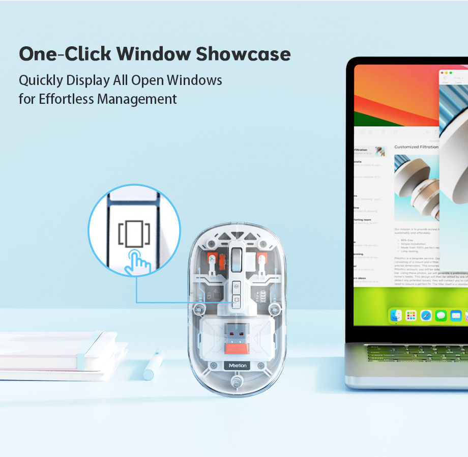 Thumbnail: Meetion Wireless Rechargeable Bluetooth Mouse BTM005 White