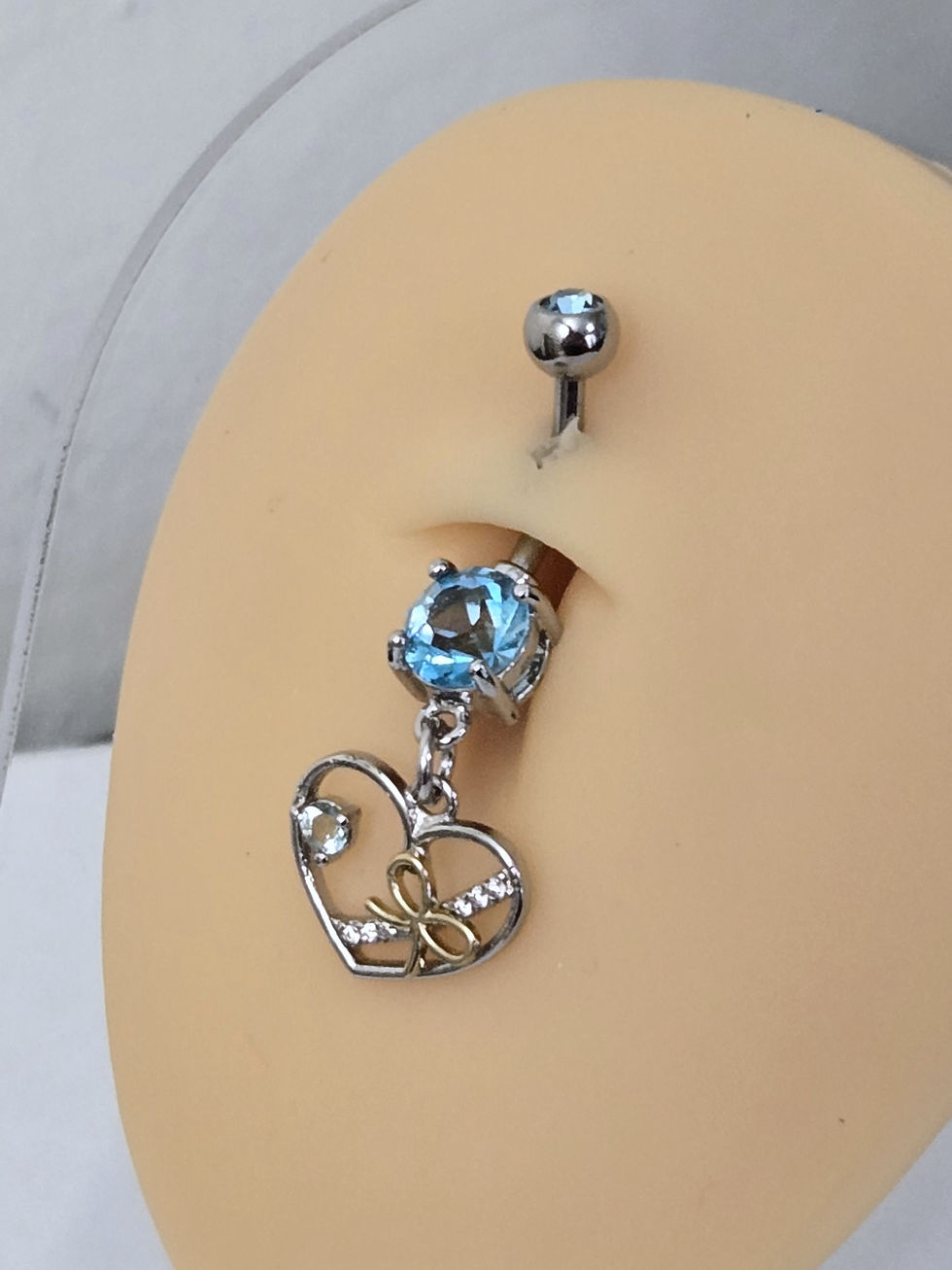 Hearts and Bows Belly Button Ring - Blue