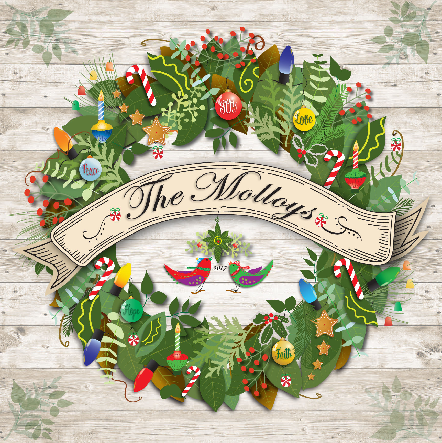 Christmas Wreath with Personalized Name and Date