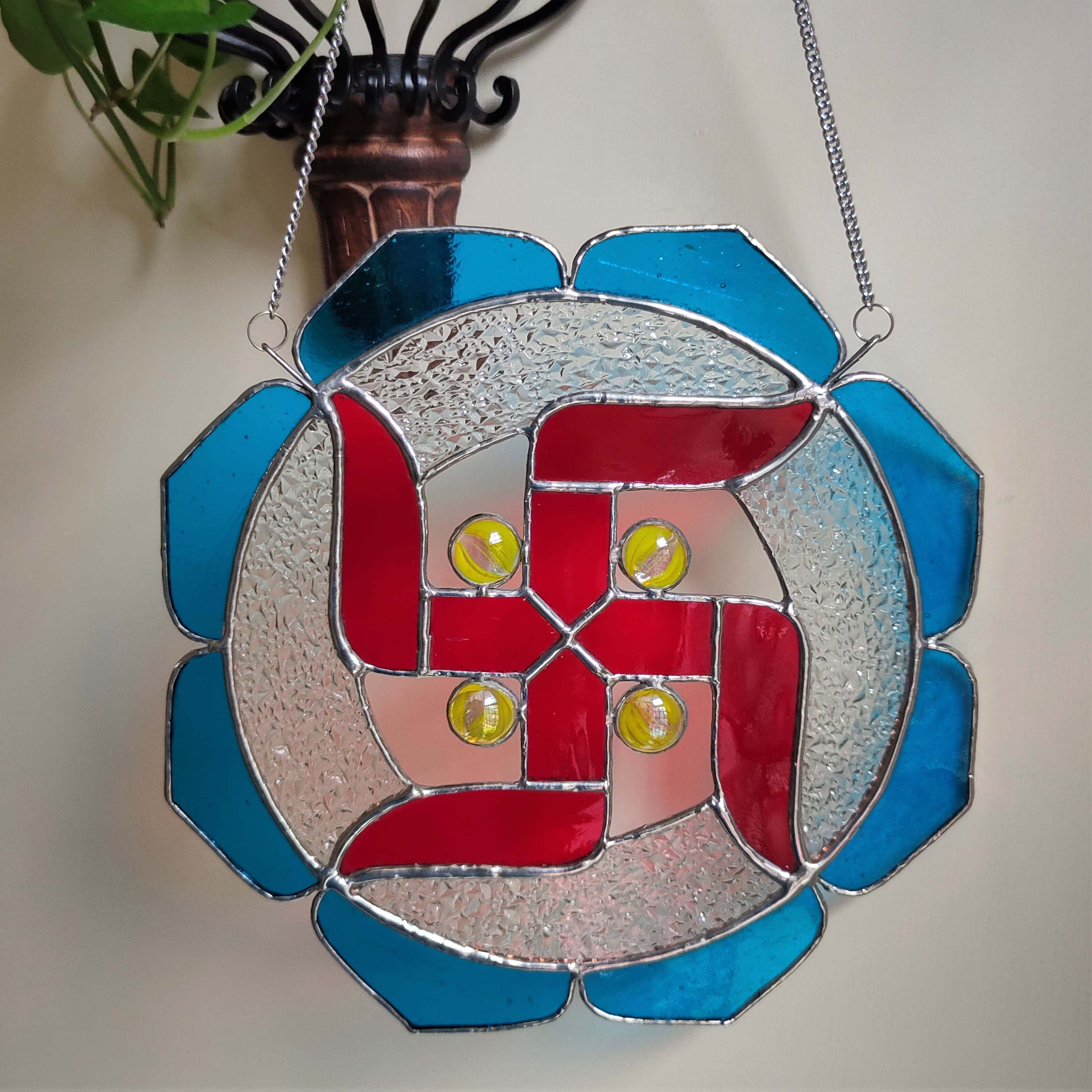 Classic Swastika with Blue Crowns