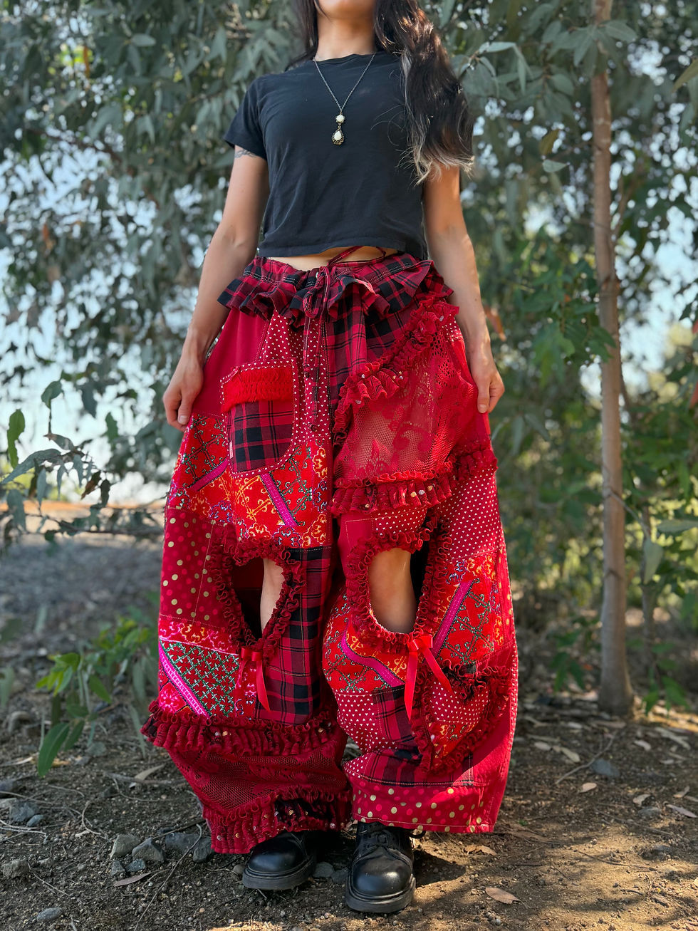 الصورة المصغرة: Recycled pants S-3/4XL/one of one/adjustable waist❤️🌹