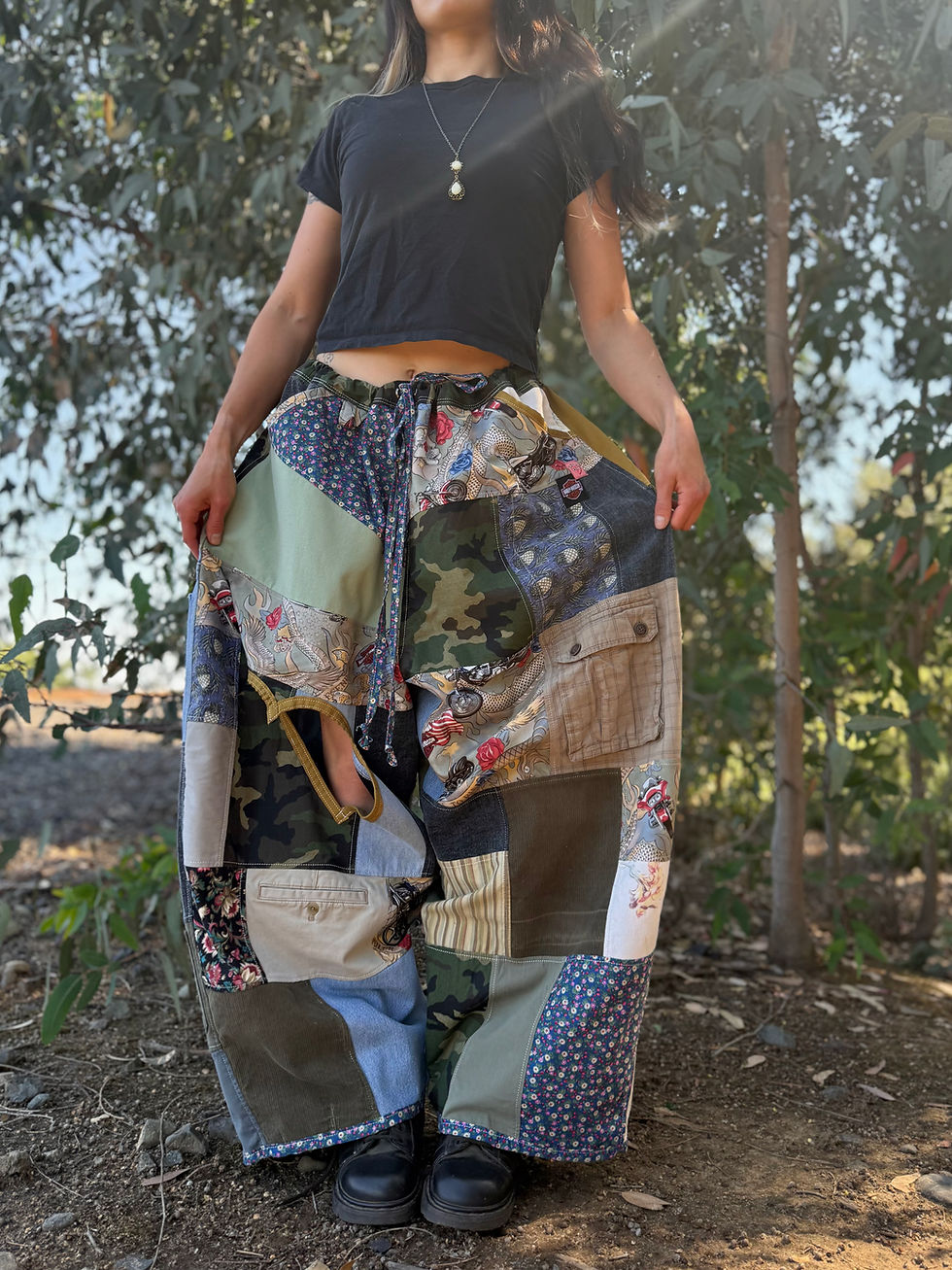 Miniatura: Recycled pants S-3/4XL/one of one/adjustable waist🐉 🏍️🩶
