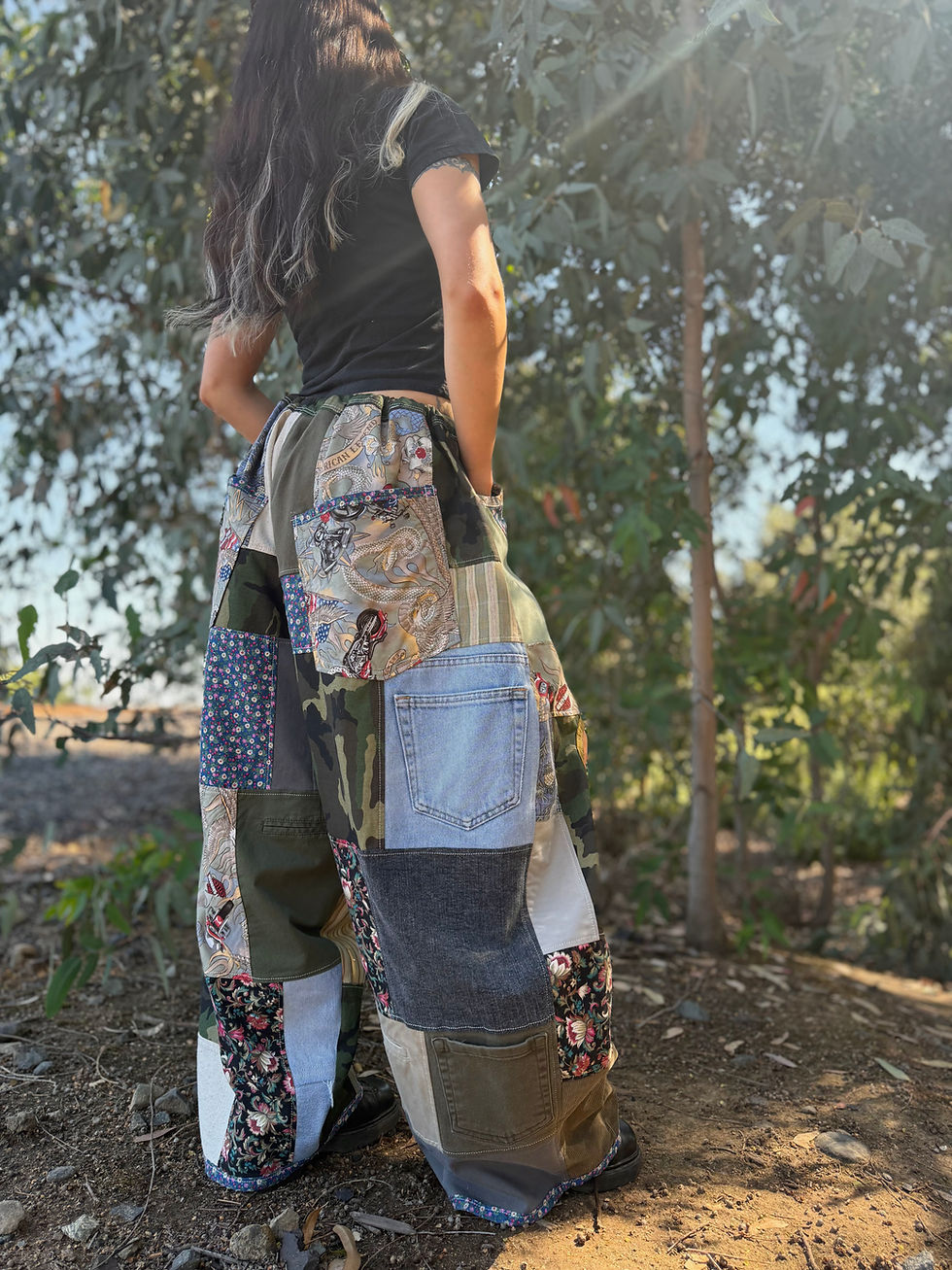 Miniatura: Recycled pants S-3/4XL/one of one/adjustable waist🐉 🏍️🩶
