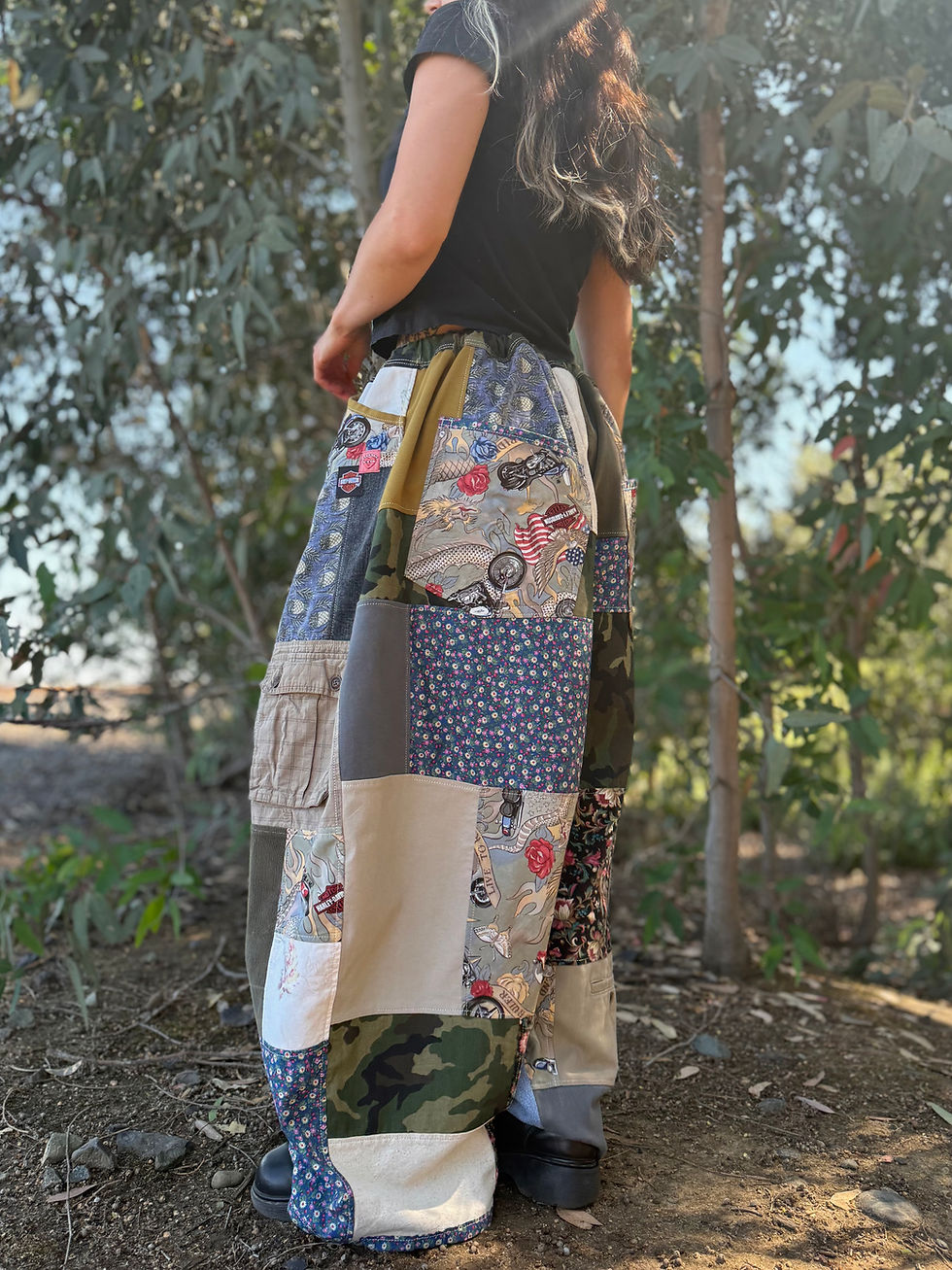 Miniaturbild: Recycled pants S-3/4XL/one of one/adjustable waist🐉 🏍️🩶