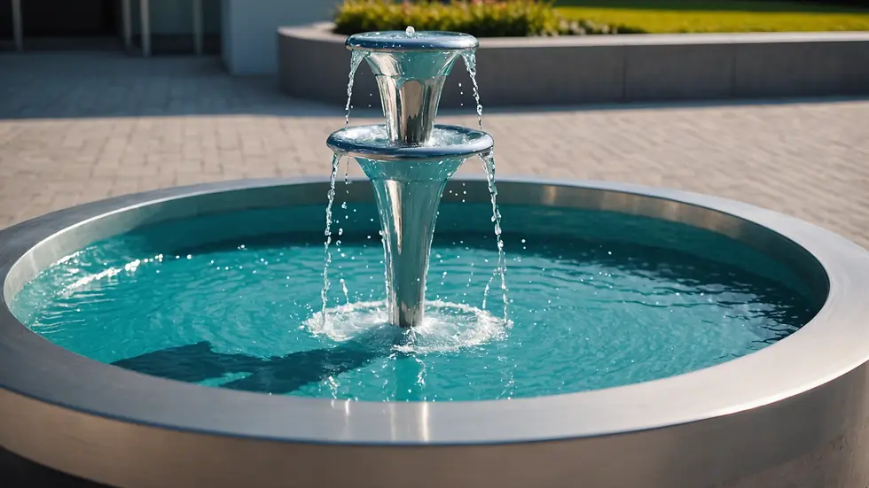 Close-up view of a modern water fountain with a sleek design