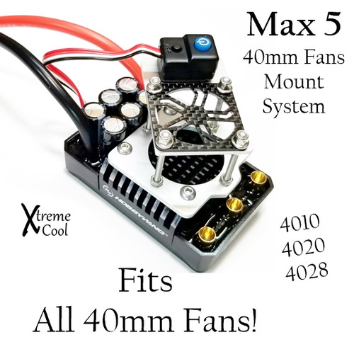 RCP Xtreme Cool Hobbywing Max 5 40mm Cooling Fan Mount System 4010 4020 4028 Radio Control Power
