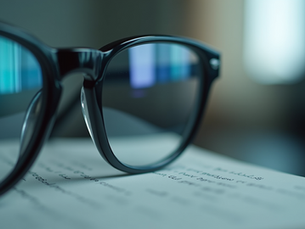 Eyeglass lenses showing anti-glare coating effect