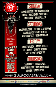 lineup of gulf coast jam poster provided by gulf coast jam media