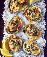 Baked Oysters with Bacon, Greens, and Parmesan
