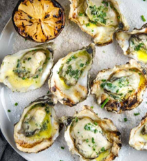 Grilled Oysters with White Wine Butter Sauce