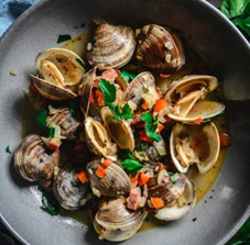 Chorizo and Littleneck Clams in Red Pepper Broth