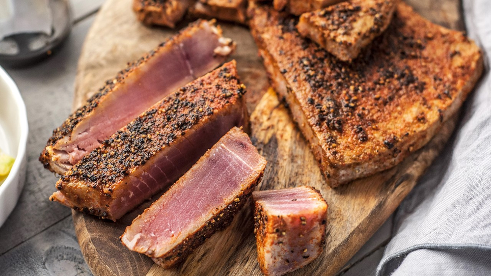 SpiceRubbed Seared Tuna Steaks With Balsamic Reduction