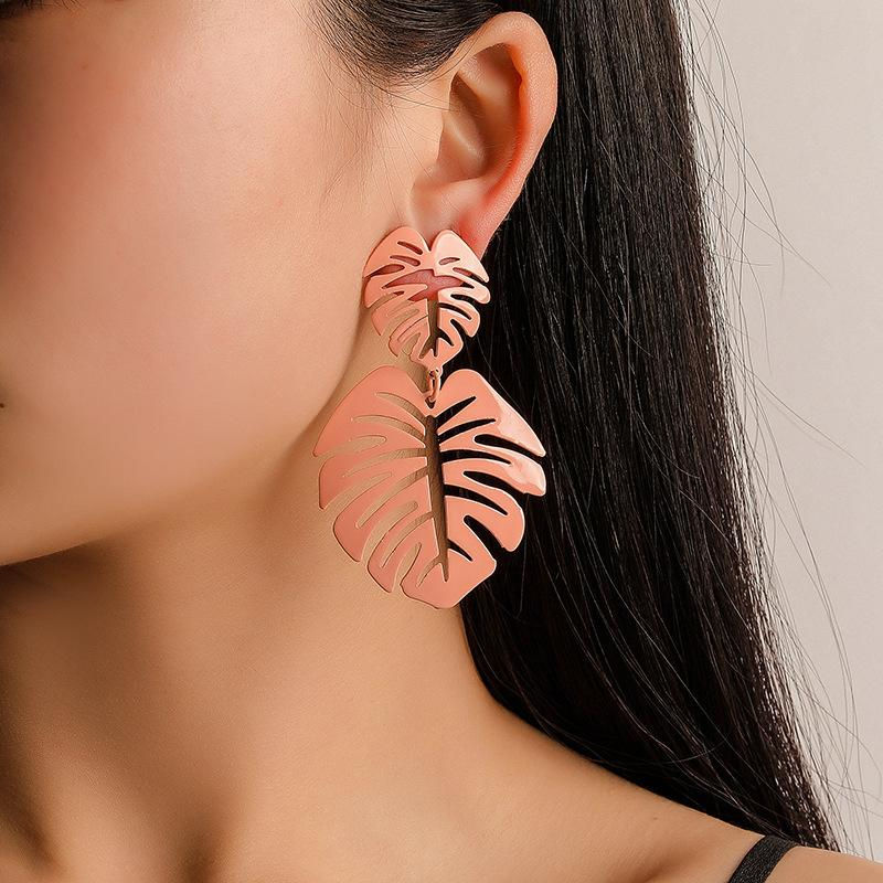 Miniatura: Aretes palma rosa