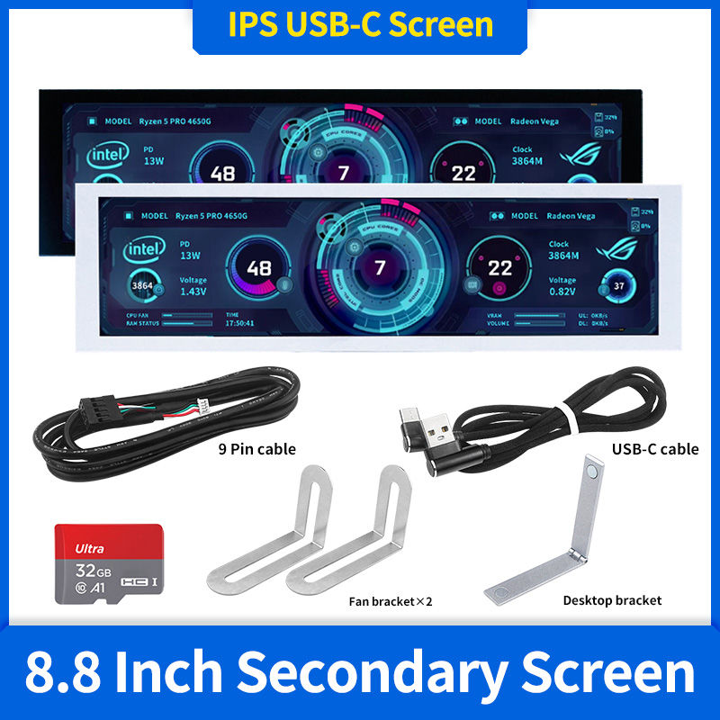Tela Secundária USB-C 8,8" para PC – Monitor Auxiliar