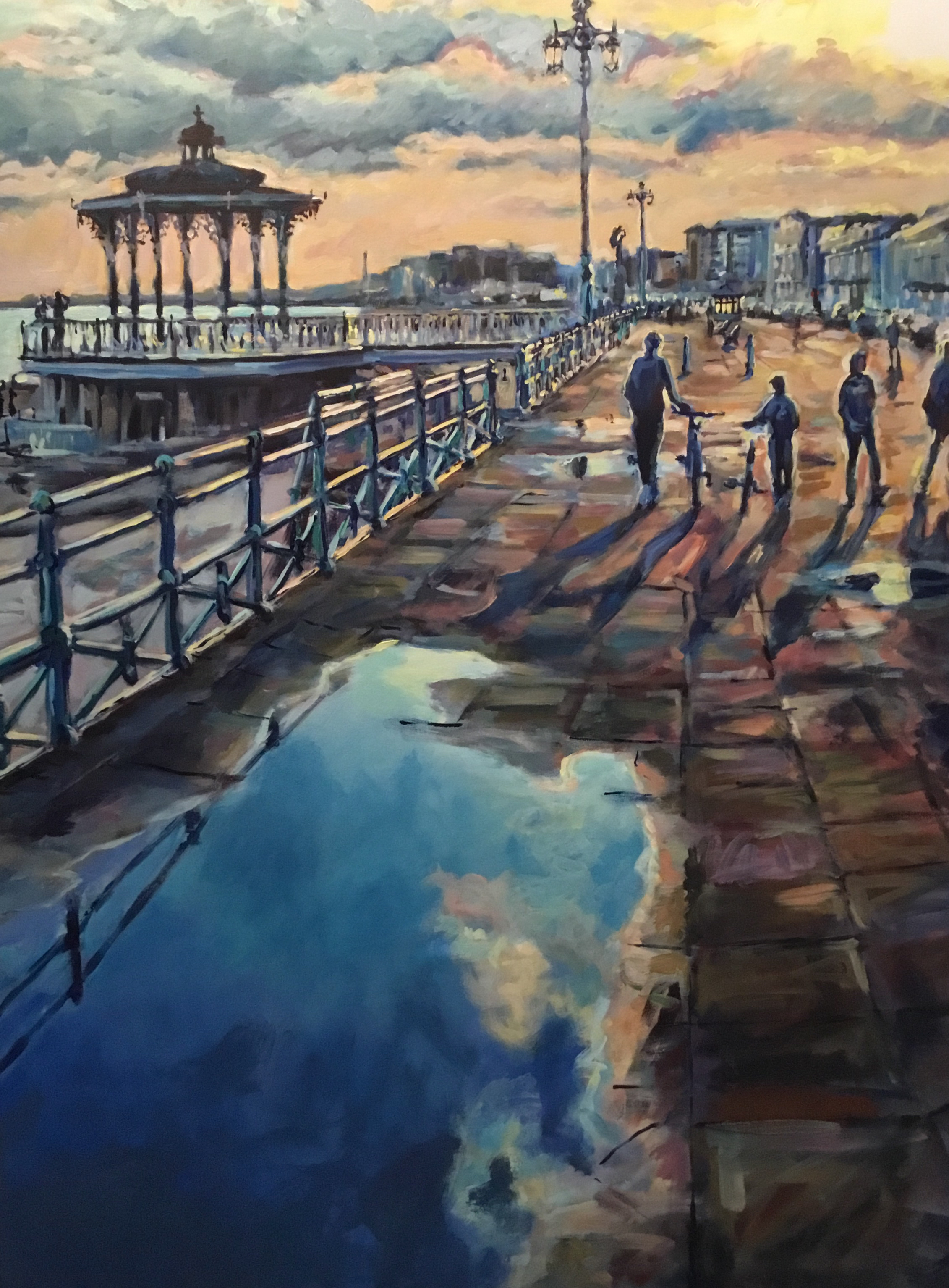 Puddles at sunset