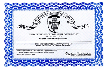 Radio Advertising for KHYI - FM95.3 Radio Certificate