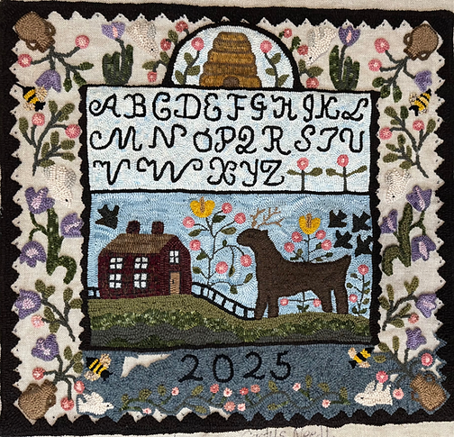 Sampler rug in progress