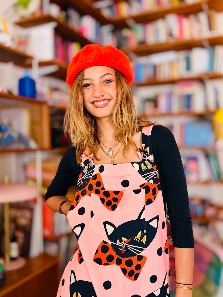 Miniaturbild: Latzkleid PENNY aus Sweat "DOTTI THE CAT" rosa