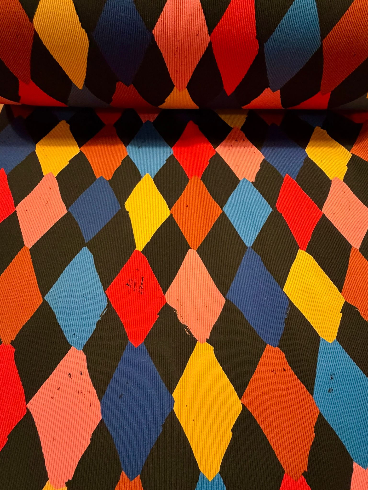 Meterware Rippjersey „HARLEKINADE" schwarz bunt