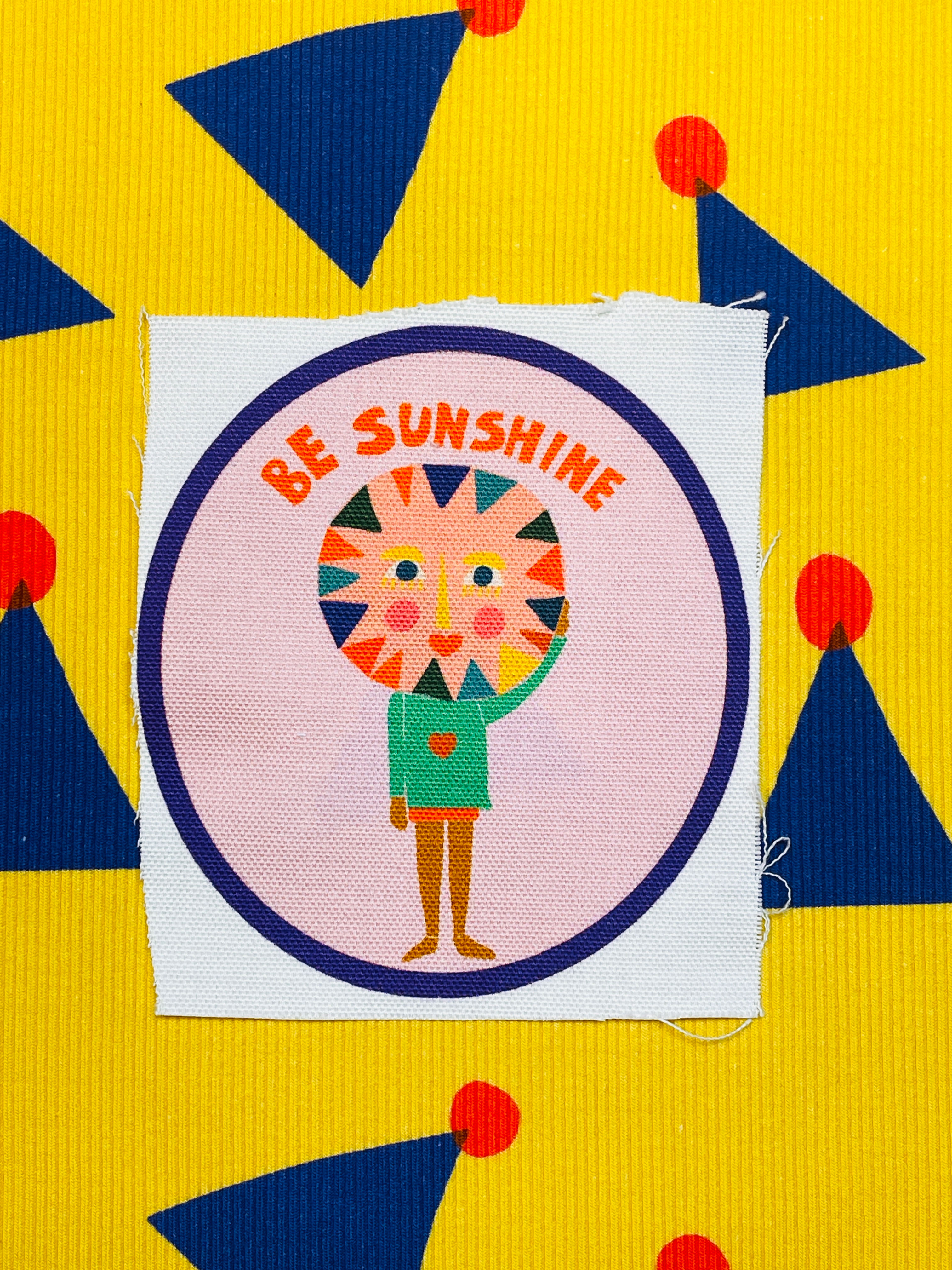 CANVAS PATCH "BE SUNSHINE" bunt Aufnäher Upcycling