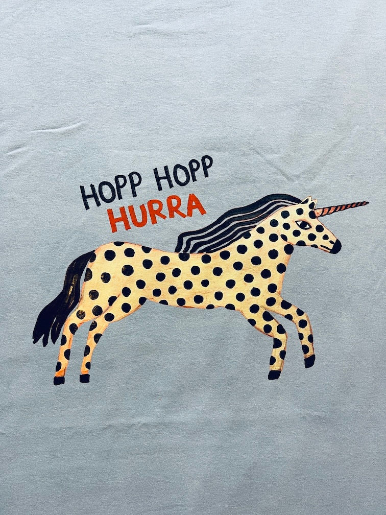 Miniaturbild: Panel groß "HOPP UNICORN" hellblau Baumwoll-Jersey