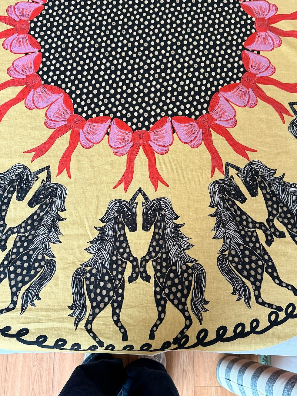 Miniaturbild: Panel Artwork DIY Panel "UNICORNS BUTTERGELB" Decke/ DIY zum selber nähen