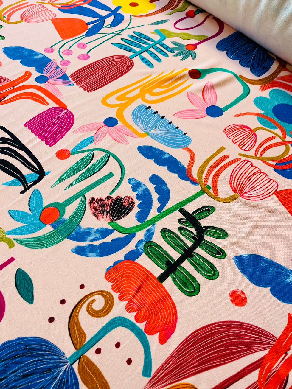 Miniaturbild: Meterware Sweatshirt extra breit "BUTTERCUP & FRIENDS" rosa