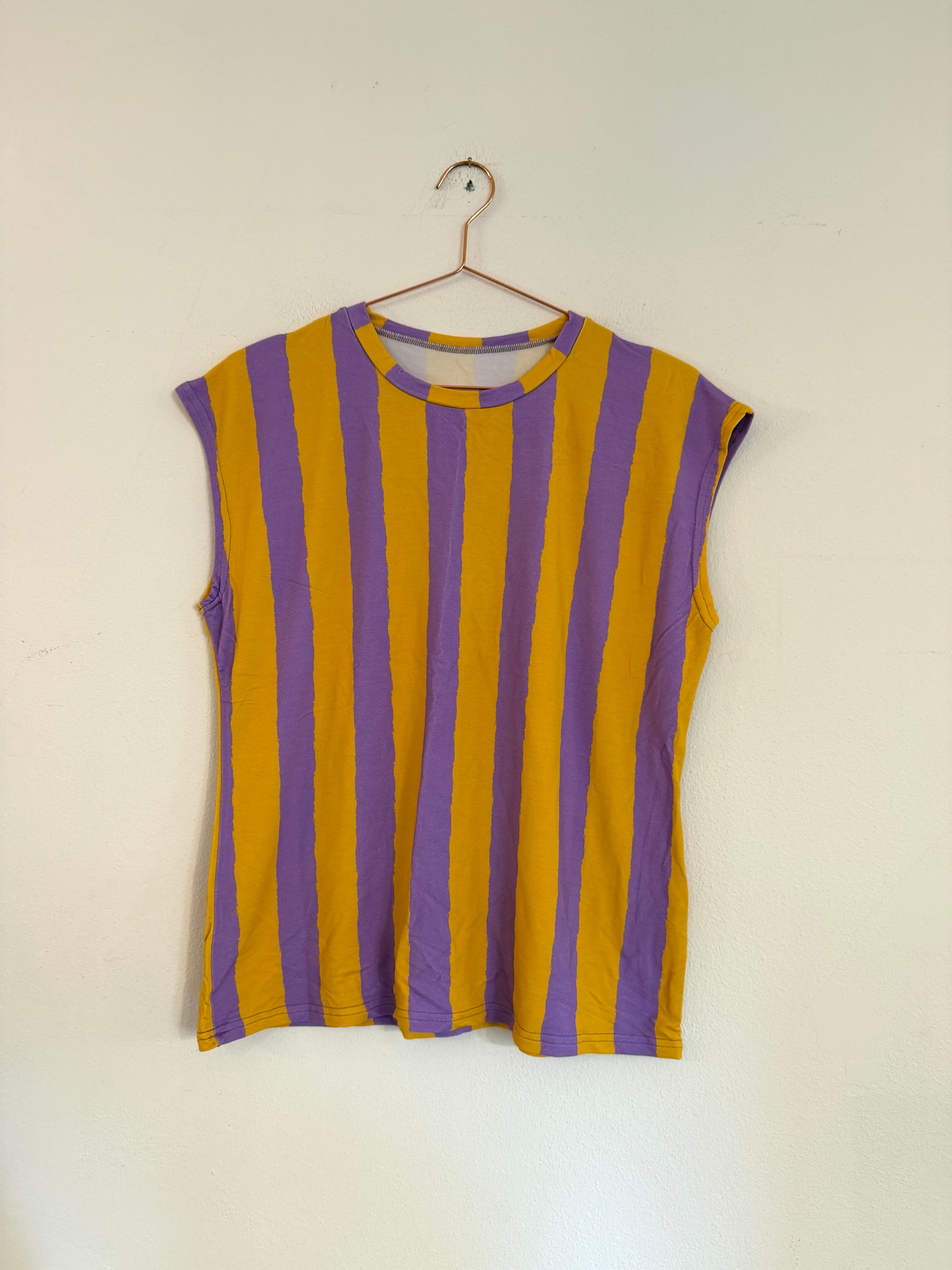 Pre Loved Gr 36 Boho Shirt" DISCO STRIPES" gelb violett