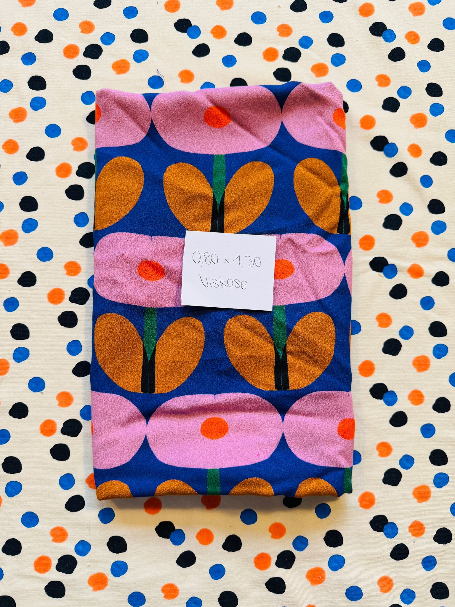 Stoffrest 0.80m x 1.30m Viskose EDIE blau rosa