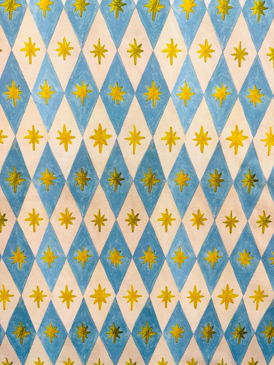 Miniaturbild: Meterware leichte Webware Baumwolle "HARLEKIN CIRCUSSTAR"  hellblau
