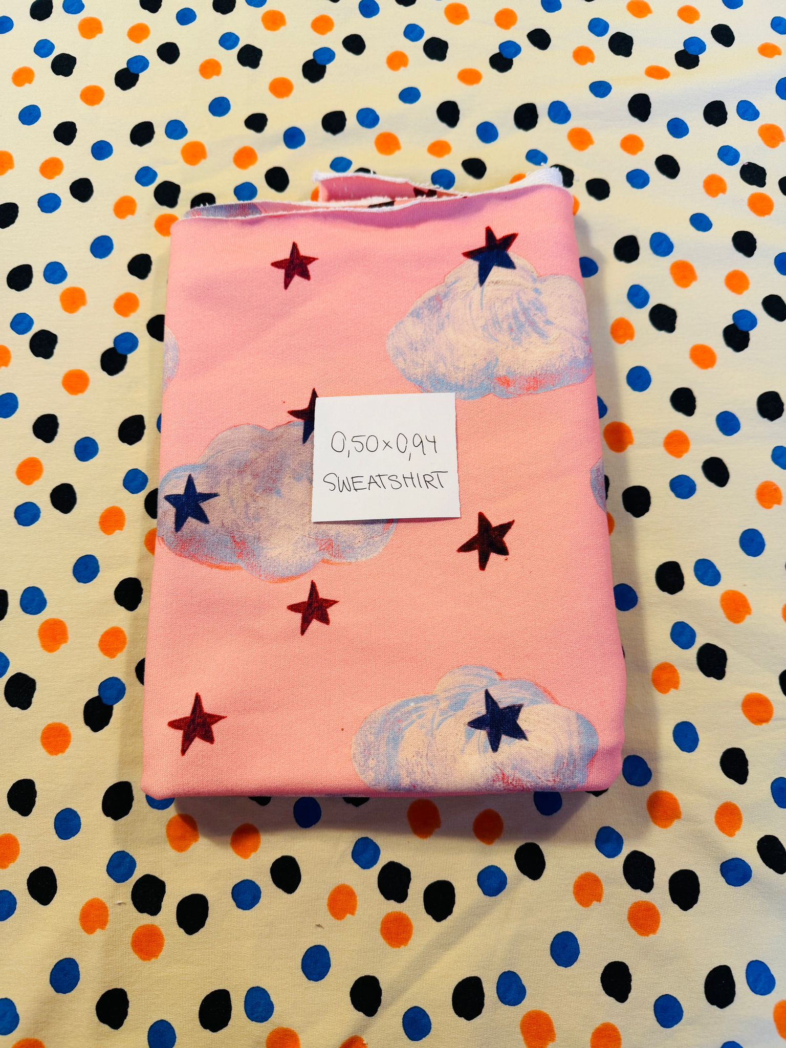 Stoffrest 0.50m x 0.94m Sweatshirt CANDY CLOUDS rosa