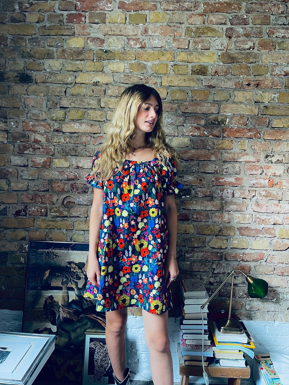 Miniaturbild: Rüschenkleid LULA "PICKNICK IM PARK" blau bunt
