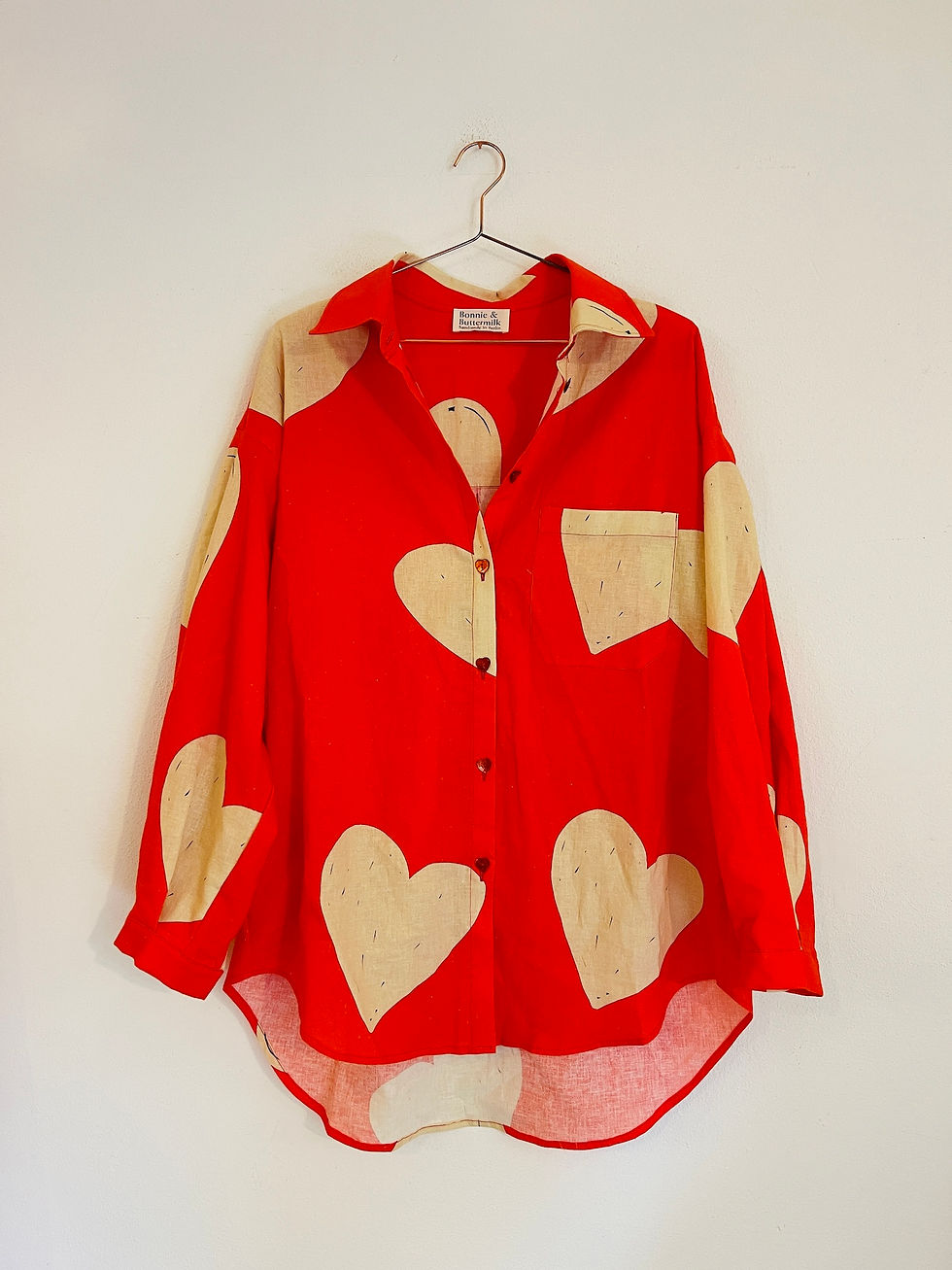 Miniaturbild: Lässige Hemdbluse "HUG IT OUT" rot creme