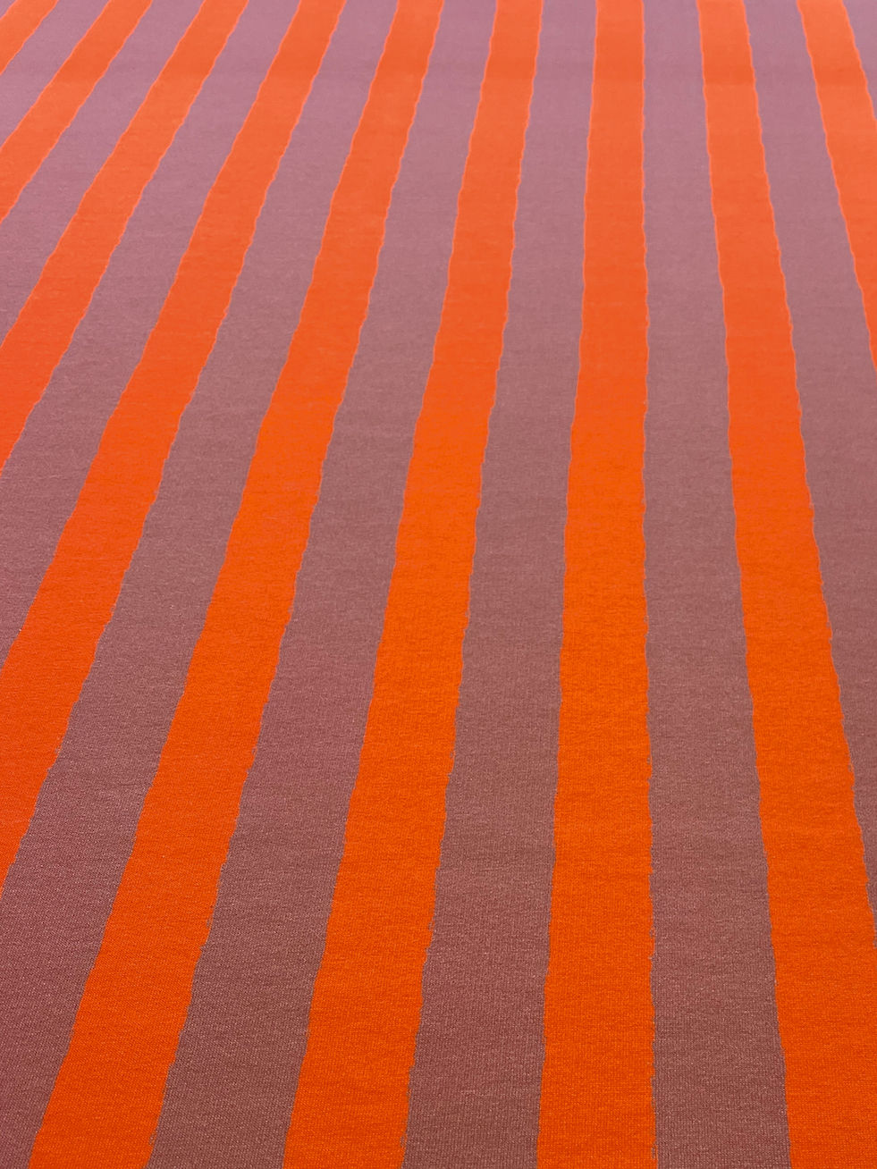 Meterware Sweatshirt extra breit "DISCO STRIPES" mauve orange