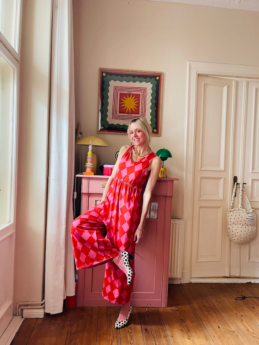 Miniaturbild: Jerseyanzug Saint Tropez "HARLEKIN" rosa bordeaux